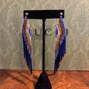 Beaded Fringe Multicolored Drop Earrings